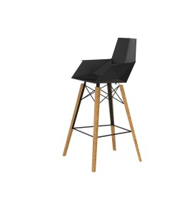 Hoker Faz drewniany z podłokietnikami czarny połysk  VONDOM