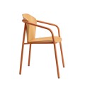 Krzesło Finn metal wood z podłokietnikiem - rama terracotta