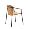 Krzesło Finn metal wood z podłokietnikiem - matowy, czarny nikiel