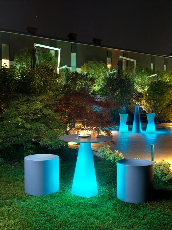 Podstawa do stołu TIffany RGBW LED, podstawa do stołu Lyxo Design, podświetlana podstawa do stołu, świecąca podstawa do stołu, podstawa do stołu outdoor, podstawa do stołu na dwór, podstawa do stołu ogrodowa