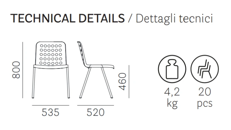krzesło Koi-Booki, krzesło Pedrali, krzesło outdoorowe, krzesło do restauracji, krzesło na taras, krzesło do jadalni, krzesło nowoczesne, nowoczesny design, włoski design