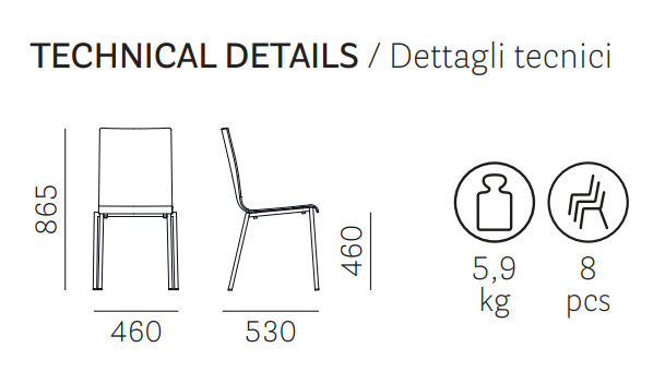 krzesło Kuadra, krzesło Pedrali, krzesło stalowe, krzesło z tworzywa, krzesło do jadalni, krzesło do kawiarni, krzesło do restauracji, nowoczesny design, włoski design