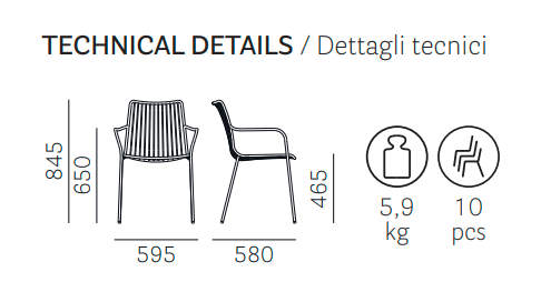 krzesło Nolita, krzesło Pedrali, krzesło stalowe, krzesło na taras, krzesło do restauracji, krzesło outdoorowe, włoski design, nowoczesny design