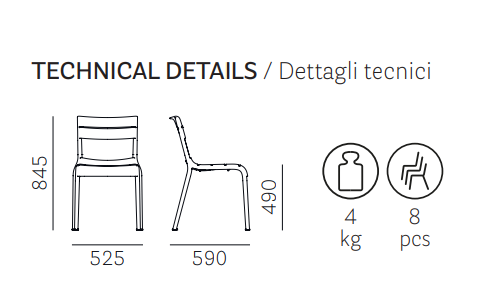 krzesło Souvenir, krzesło Pedrali, krzesło outdoorowe, krzesło z tworzywa, krzesło na taras, krzesło do restauracji, nowoczesny design, włoski design