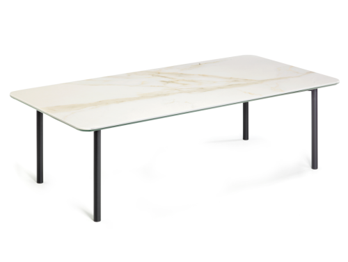 stolik z gresu porcelanowego, stolik porcelanowy, Tag Porcelain, elegancki stolik do poczekalni, nowoczesny stolik kawowy, blat z gresu, trwałe meble do biura, stolik z metalową podstawą, minimalistyczny design