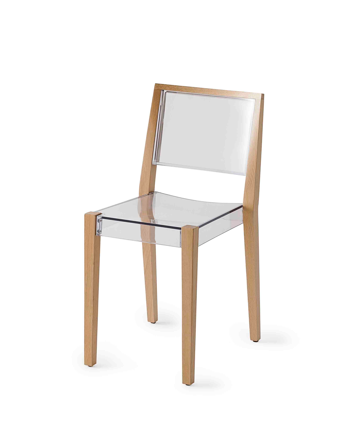 krzesło Together, krzesło designerskie, krzesło półprzezroczyste, krzesło nowoczesne, krzesło dębowe, krzesło do jadalni, meble z tworzywa i drewna, krzesło do kawiarni