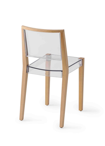 krzesło Together, krzesło designerskie, krzesło półprzezroczyste, krzesło nowoczesne, krzesło dębowe, krzesło do jadalni, meble z tworzywa i drewna, krzesło do kawiarni
