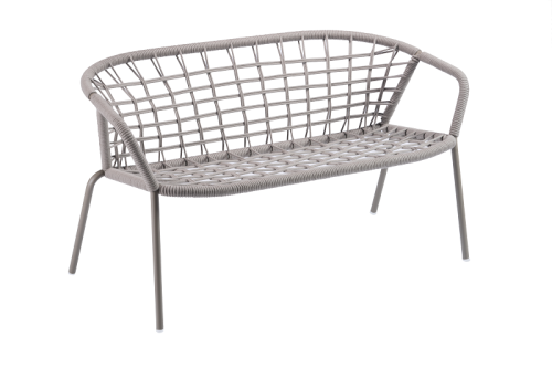 ławka outdoor, ławka pleciona, ławka metalowa, meble na taras, meble balkonowe, meble restauracyjne, meble odporne na warunki atmosferyczne, ławka z kolekcji Sanela