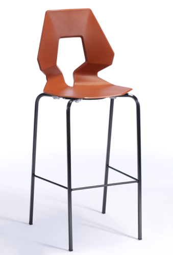 hoker designerski, nowoczesny hoker, futurystyczna forma, geometryczny kształt, hoker z tworzywa, metalowa podstawa, hoker do kuchni, hoker do restauracji