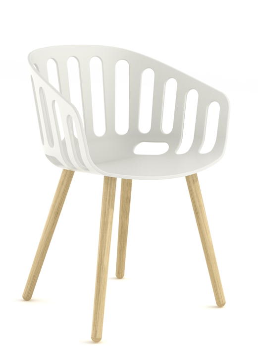krzesło Basket, krzesło kubełkowe, krzesło z drewnianymi nogami, krzesło z tworzywa, krzesło do jadalni, krzesło do kuchni, krzesło do restauracji, włoski design, krzesło Gaber