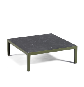 Stolik kawowy Engels, ciemny blat z zieloną podstawą - Gaber
