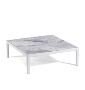 Stolik kawowy Engels, jasny blat z białą podstawą - Gaber