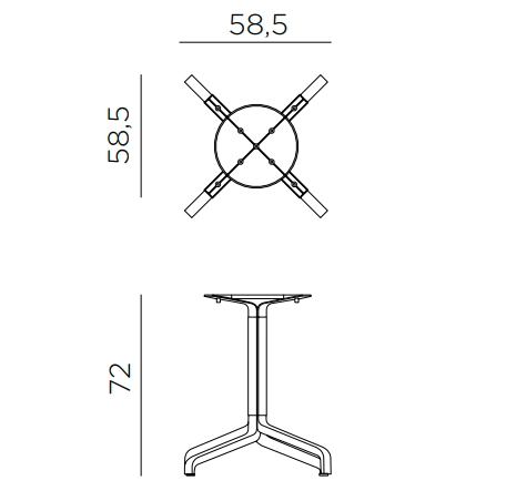 podstawa stołu Frasca Maxi Fix, podstawa aluminiowa malowana proszkowo, podstawa do mebli outdoor, podstawa odporna na warunki atmosferyczne, podstawa nowoczesna, podstawa Nardi