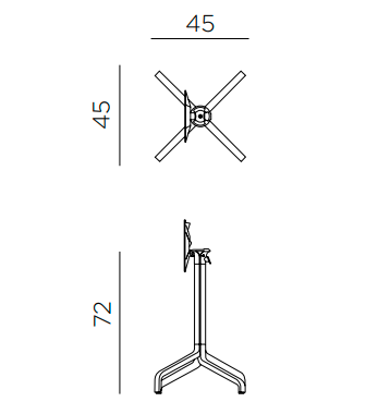 podstawa stołu Frasca Mini Folding, podstawa aluminiowa malowana proszkowo, podstawa do mebli outdoor, podstawa odporna na warunki atmosferyczne, podstawa nowoczesna, podstawa Nardi