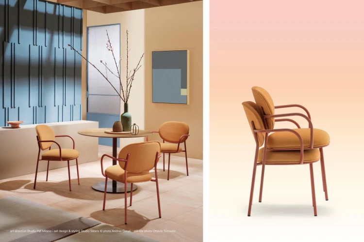 krzesło Pedrali, krzesło Stiel, krzesło tapicerowane, włoski design, stalowa rama, krzesło do jadalni, krzesło do restauracji, nowoczesne krzesło, minimalistyczny design