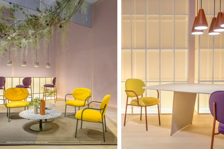 krzesło Pedrali, krzesło Stiel, krzesło tapicerowane, włoski design, stalowa rama, krzesło do jadalni, krzesło do restauracji, nowoczesne krzesło, minimalistyczny design