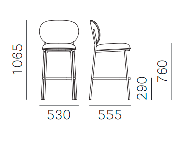 hoker Pedrali, hoker Stiel, hoker tapicerowany, włoski design, stalowa rama, hoker do jadalni, hoker do restauracji, nowoczesny hoker, minimalistyczny design