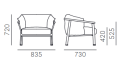 fotel Lamorisse, fotel Pedrali, włoski design, fotel aluminiowy, fotel tapicerowany, fotel z podłokietnikami, fotel outdoorowy, elegancki fotel, meble włoskie, fotel na taras, fotel do restauracji
