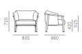 fotel Lamorisse, fotel Pedrali, włoski design, fotel drewniany, fotel tapicerowany, fotel z podłokietnikami, drewno jesionowe, meble włoskie, fotel do salonu, fotel do restauracji, komfortowe siedzisko