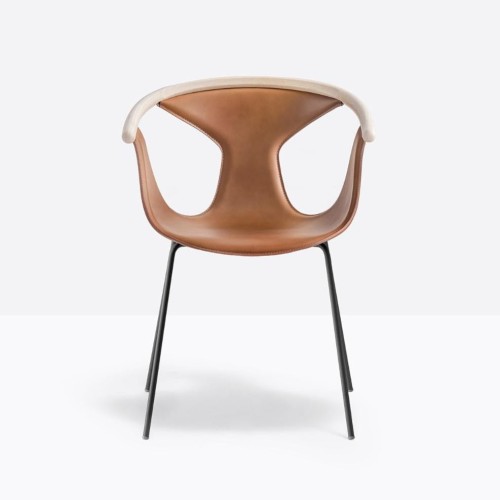 krzesło Fox, krzesło ze skórzanym siedziskiem, krzesło z drewna jesionowego, designerskie krzesło, nowoczesne krzesło do jadalni, eleganckie krzesło tapicerowane, włoskie krzesło, krzesło ze stalową ramą