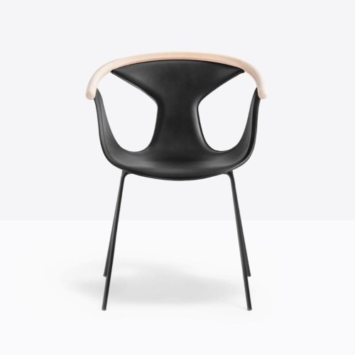krzesło Fox, krzesło ze skórzanym siedziskiem, krzesło z drewna jesionowego, designerskie krzesło, nowoczesne krzesło do jadalni, eleganckie krzesło tapicerowane, włoskie krzesło, krzesło ze stalową ramą