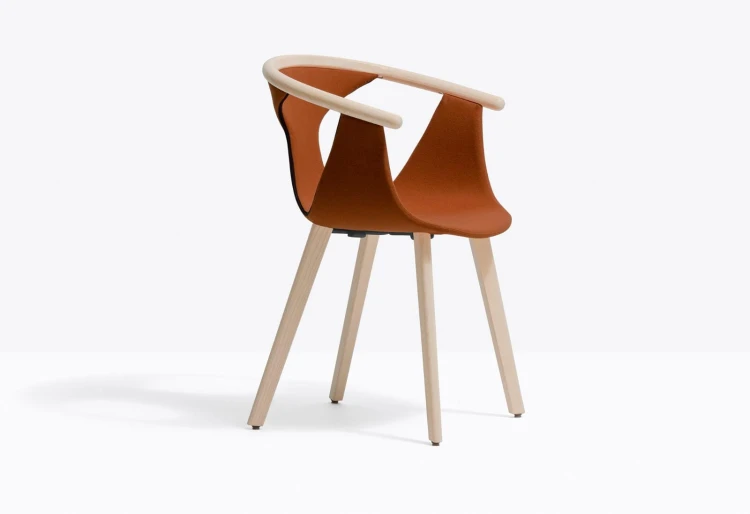 krzesło Fox, krzesło tapicerowane, krzesło z drewna jesionowego, designerskie krzesło, nowoczesne krzesło do jadalni, włoskie krzesło, krzesło ze stalową ramą