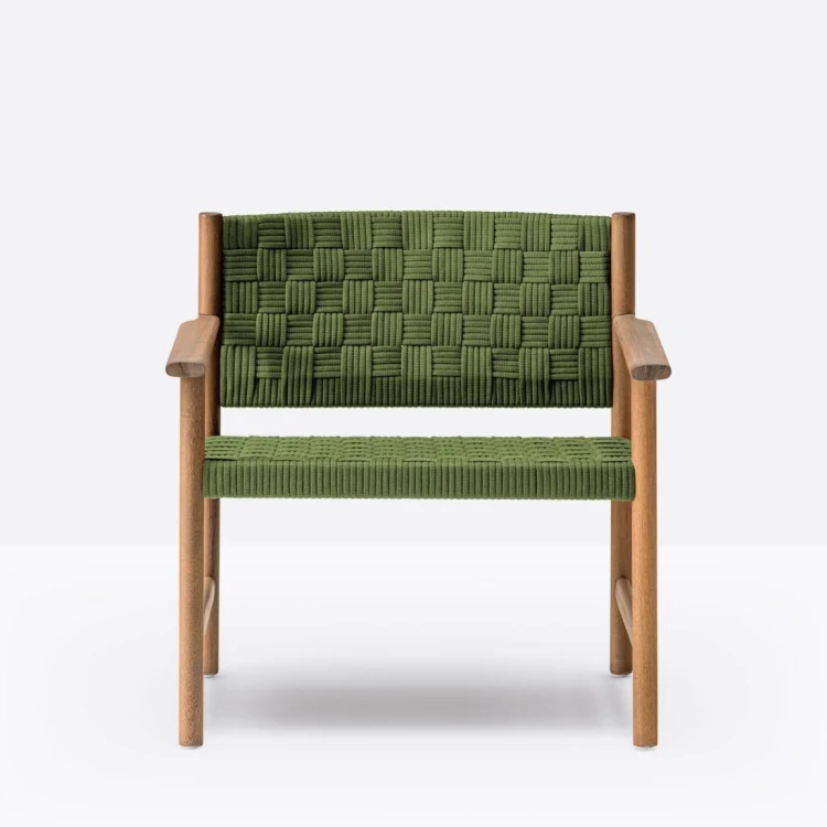 fotel Griante, fotel Pedrali, fotel drewniany, fotel z plecionym siedziskiem, fotel do salonu, fotel do przestrzeni komercyjnych, włoski design