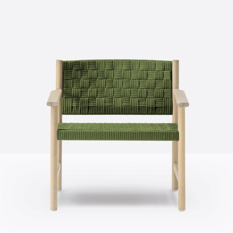 fotel Griante, fotel Pedrali, fotel drewniany, fotel z plecionym siedziskiem, fotel do salonu, fotel do przestrzeni komercyjnych, włoski design
