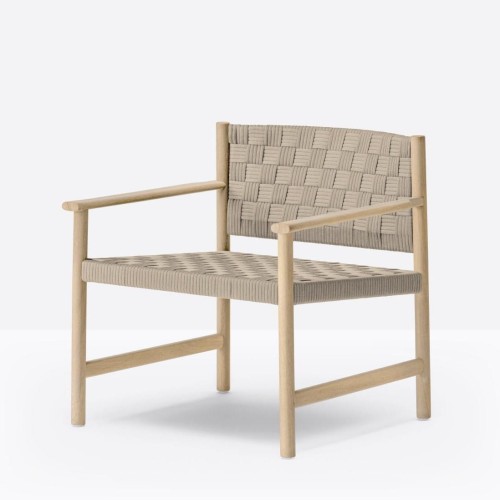 fotel Griante, fotel Pedrali, fotel drewniany, fotel z plecionym siedziskiem, fotel do salonu, fotel do przestrzeni komercyjnych, włoski design