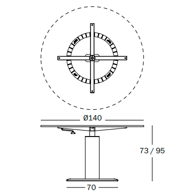 stół 360˚, stół Magis, stół z regulowanym blatem, stół jadalniany, stół do jadalni, stół okrągły, stół metalowy, nowoczesny stół