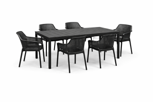 Zestaw stół Rio 140 + 6 krzeseł Net anthracite - Nardi