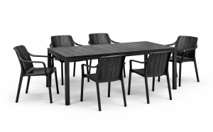 Zestaw stół Rio 140 + 6 krzeseł Tiberina Arm anthracite - Nardi