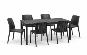Zestaw stół Rio 140 + 6 krzeseł Tiberina anthracite - Nardi