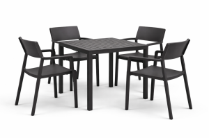 Zestaw stół Cube + 4 krzesła Trill Arm anthracite - Nardi