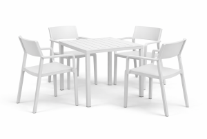 Zestaw stół Cube + 4 krzesła Trill Arm bianco - Nardi