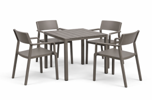 Zestaw stół Cube + 4 krzesła Trill Arm tortora - Nardi