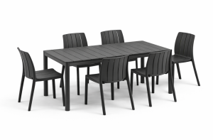 Zestaw stół Tevere 147 + 6 krzeseł Tiberina anthracite - Nardi