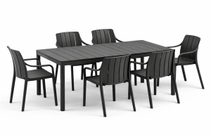 Zestaw stół Tevere 147 + 6 krzeseł Tiberina Arm anthracite - Nardi