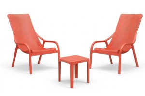 Zestaw stolik kawowy Net 40 + 2 fotele Net Lounge corallo - Nardi