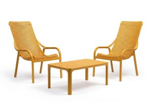 Zestaw stolik kawowy Net + 2 fotele Net Lounge senape - Nardi