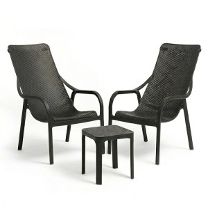 Zestaw stolik kawowy Net 40 + 2 fotele Net Lounge anthracite - Nardi