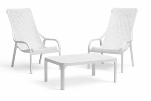 Zestaw stolik kawowy Net + 2 fotele Net Lounge bianco - Nardi