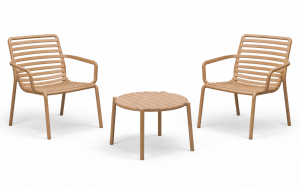 Zestaw stolik kawowy Doga + 2 fotele Doga Relax cappuccino - Nardi