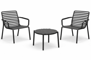 Zestaw stolik kawowy Doga + 2 fotele Doga Relax anthracite - Nardi