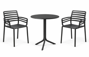 Zestaw stół Spritz + 2 krzesła Doga Arm anthracite - Nardi