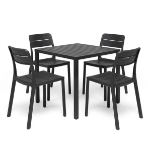 Zestaw stół Cube + 4 krzesła Cassia anthracite - Nardi