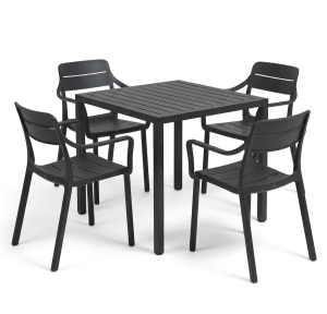 Zestaw stół Cube + 4 krzesła Cassia Arm anthracite - Nardi