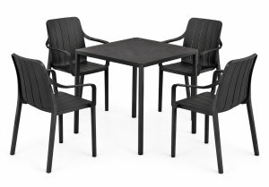Zestaw Stół Piave 70 + 4 krzesła Tiberina Arm antracite - Nardi