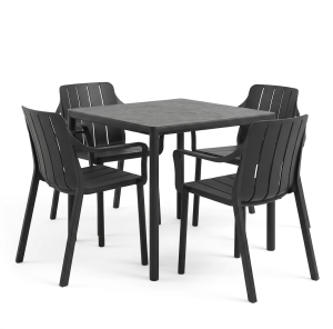 Zestaw Stół Piave 80 + 4 krzesła Tiberina Arm antracite - Nardi