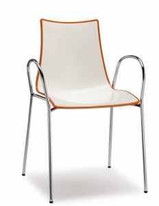 Krzesło Zebra Bicolore z podłokietnikami Scab Design biało - pomarańczowe